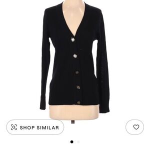 Tory Burch Black Wool Cardigan with Gold Buttons